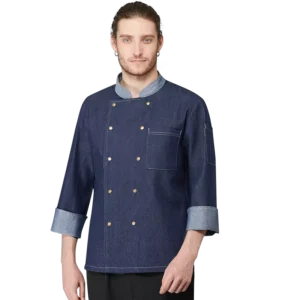 Pizza Denim Chef Uniform Overalls Long Sleeve Jacket