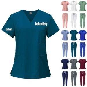 Plus-Size 2-Piece Stretch Medical Scrub Set with Jogger Pants