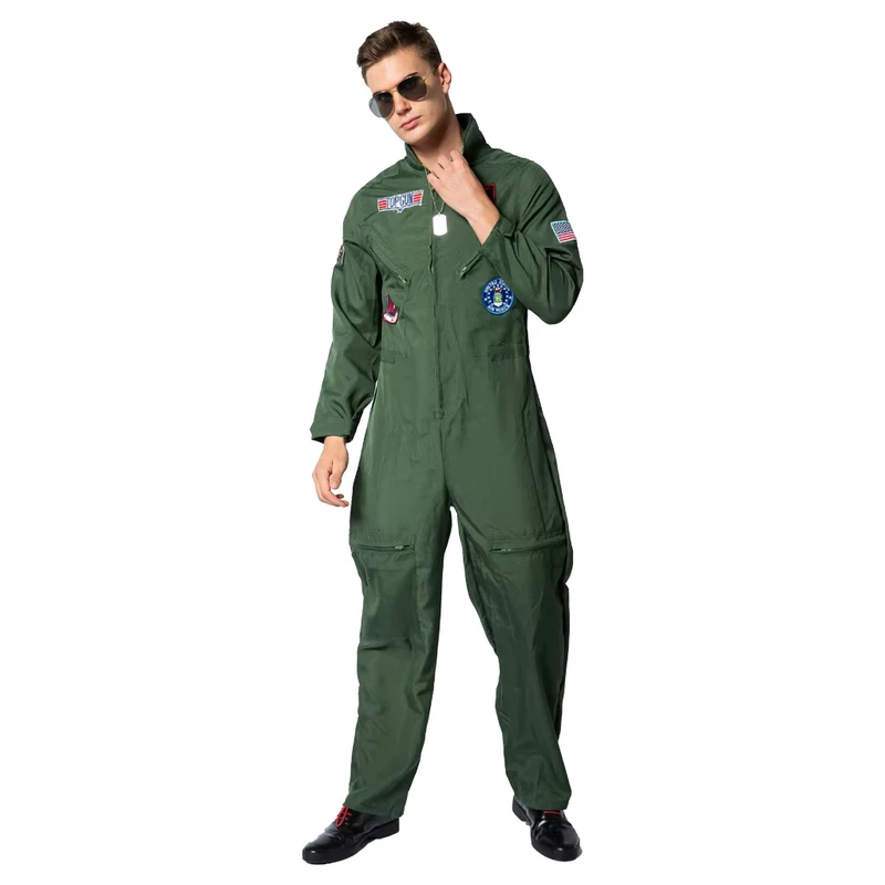 Plus-Size Adult Men's Pilot Costume for Halloween and Carnival