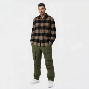 Plus Size Checked Wool-Blend Men’s Jacket Shirt