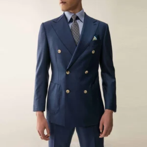 Plus Size Men’s Double Breasted Business Suit Anti-Static Suit for Men New Design Weddings Banquets Single Breasted Flat