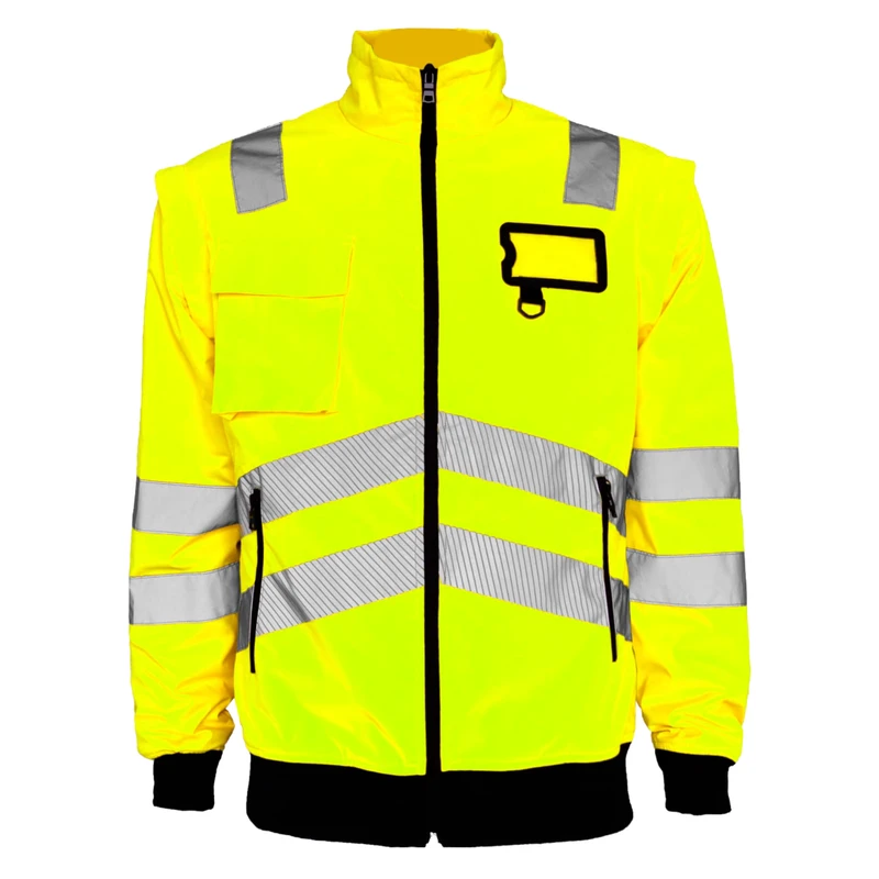 Plus Size Winter Reflective Breathable Windbreaker Jacket Workwear Waterproof Hi Vis Safety LED Flash Polyester