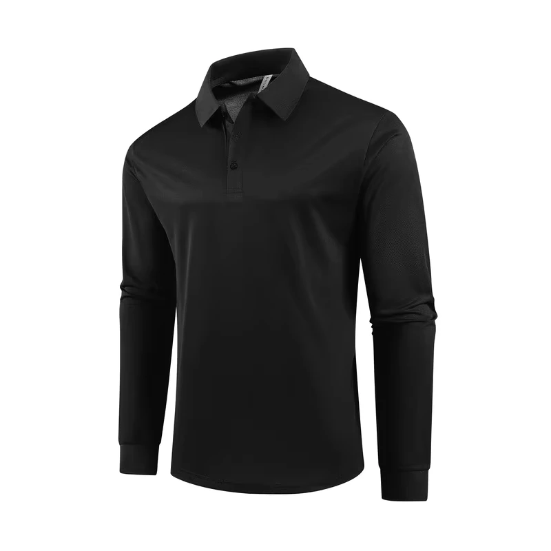 Polo Shirt Men's High quality Lapel Long Sleeved T shirt Top Business Casual Solid Color
