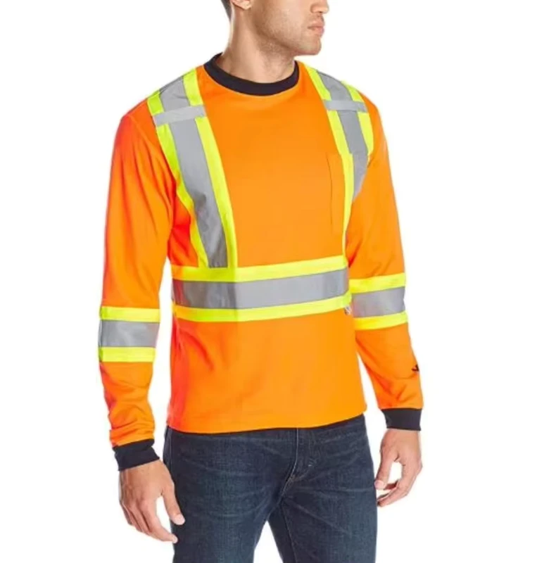 Polo Shirts with Logo Custom Long Sleeve Workwear Cotton Lined Reflective Safety Clothing Hi Vis High Visibility