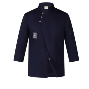 Poly Cotton Chef Jacket Double-Breasted Button Custom Logo Restaurant Uniform