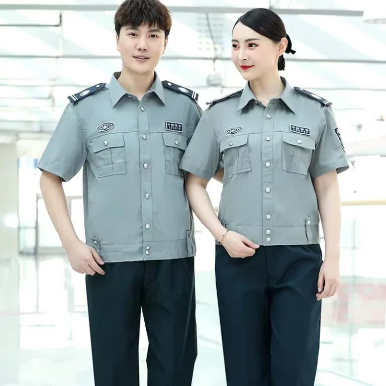 Poly-Cotton-Short-Sleeve-Security-Shirts-Custom-Logo-Wear-Resistant-Comfort-Official-Guard-Uniform-for-Public-Service-Staff