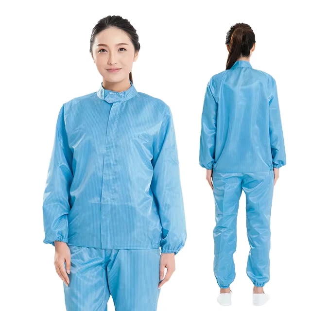 Polyester-Anti-Static-ESD-Lab-Coat-Worker-Uniforms-for-Cleanroom-Use-Midi-Style-Regular-Fit-Level
