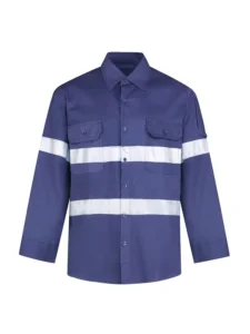 Polyester Cotton Anti-Static Breathable Hi-Vis Reflective Work Shirt for Road Construction