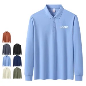 Polyester Cotton Long Sleeve Lapel Workwear Polo Shirt