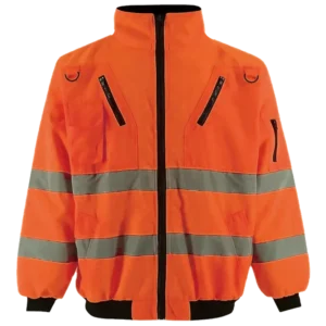 Polyester Cotton Safety Jacket with Reflective Material Winter Road Warm Fleece Lining Customizable Logo