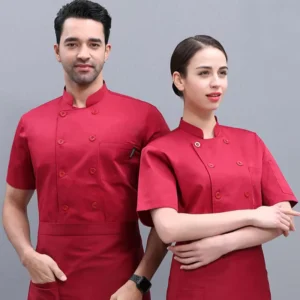 Polyester-Cotton Solid-Color Chef Coat and Jacket for Restaurants, Hotels, and Cake Shops