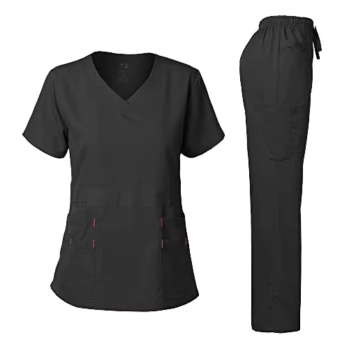 Polyester Cotton Spandex Stretch Medical Scrub Uniform Set