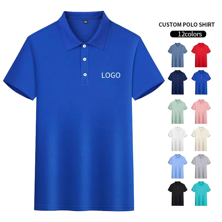 Polyester-Cotton Work Polo Shirt, Custom Embroidery Pattern, Men's