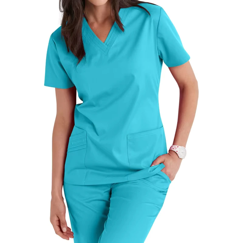 Polyester/Cotton Woven Unisex Nurse Hospital Scrub Uniform with Chlorine Resistance, Anti-Shrink and Breathable Fabric