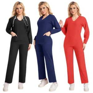Polyester Dobby Nurse Scrub Uniform Set for Medical Use Spa Beauty Salon