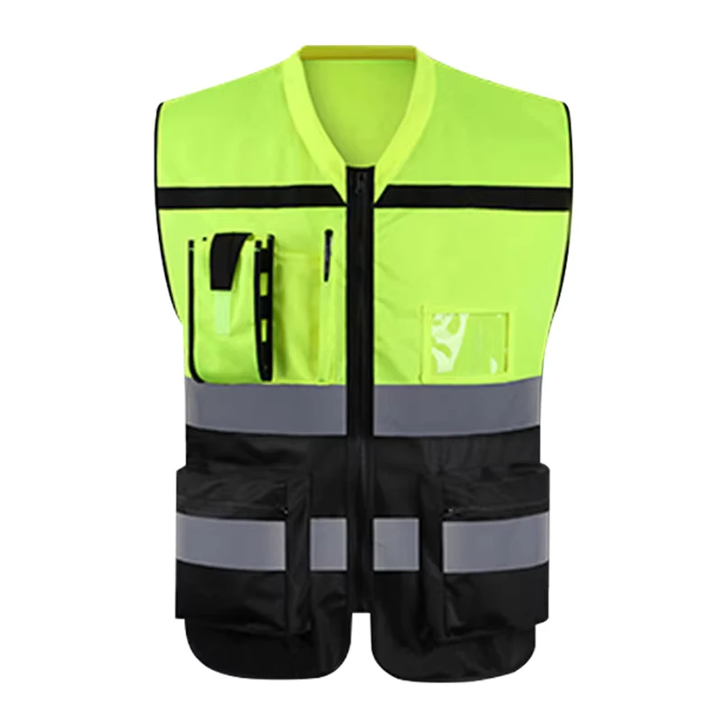 Polyester High-Visibility Reflective Safety Vest for Traffic, Construction, Night Work, and Security with Customized Logo