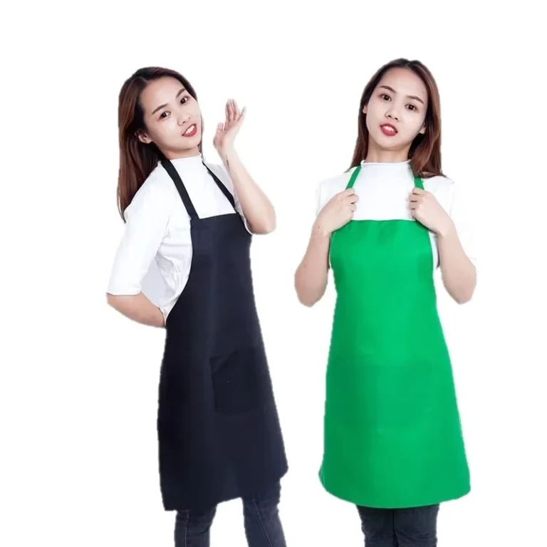 Polyester-Kitchen-Chef-Apron-With-Fron-Pocket-Solid-Color-Halter-Bib-Apron-Custom-Logo-Printed-Cooking-Apron-For-Coffee-Shop