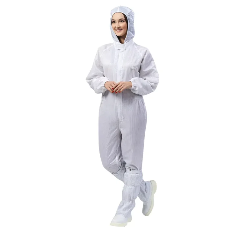 Polyester-Lint-Free-Sterile-Autoclavable-ESD-Cleanroom-Coverall-Garments-Antistatic-Jumpsuit-With-Hood