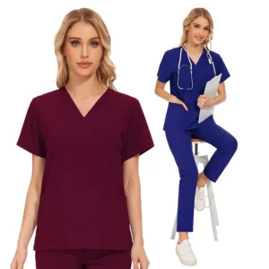 Polyester Medical Nursing Scrub Set Jogger Hospital Uniform Reusable Customizable Fabric