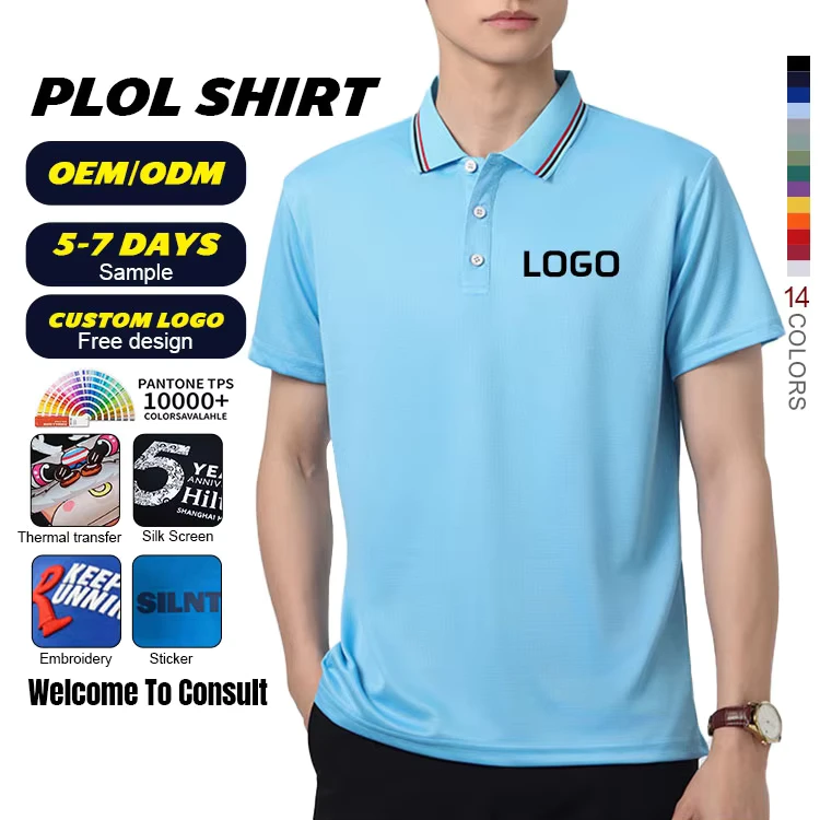 Polyester Men Work Polo Shirts Quick Dry Cool Mesh Fabric Polo t Shirts Uniform for Customized Printing logo