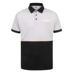 Polyester Mesh Polo Shirt, Quick-Dry Contrast Color, Short Sleeve Business Uniform