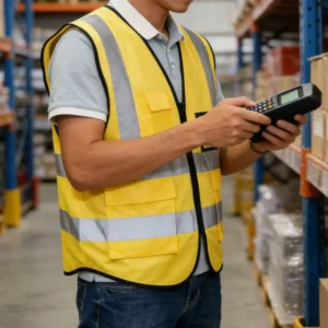 Polyester Outdoor Reflective Safety Vest, ANSI Class 1, Waterproof, Front Zipper