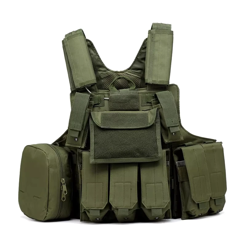 Polyester Outdoor Tactical Hunting Multifunctional Black and Green Quick-Release Vest