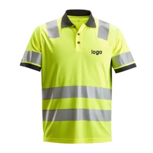 Polyester Pique Quick Dry Reflective Office Staff Uniform Polo Shirts Engineering Hi Vis Work Safety Polo Shirt