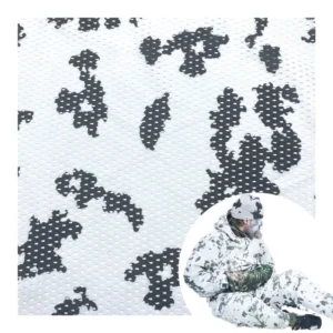 Polyester Printed Snow Camouflage Mesh Sports Fabric for Outdoor Winter Camo Uniform Pants Jacket Tube Scarf