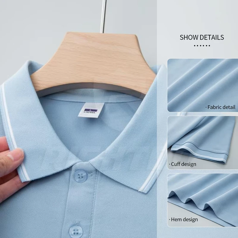 Polyester Quick-Dry Workwear Polo Shirt, Solid Color, Custom Logo, Sublimation, Men's