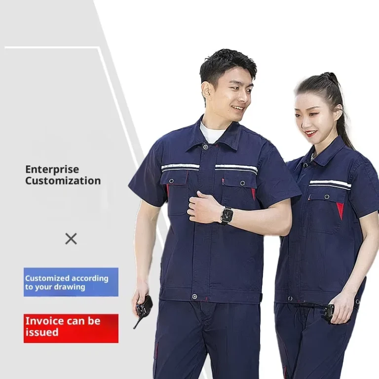 Polyester-Short-Sleeved-Breathable-Work-Coverall-Men-Summer-Thin-Wear-Resistant-Welding-Auto-Repair-Labor