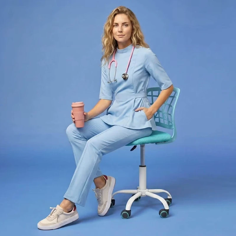 Polyester Spandex Blend Nursing Scrub Uniform