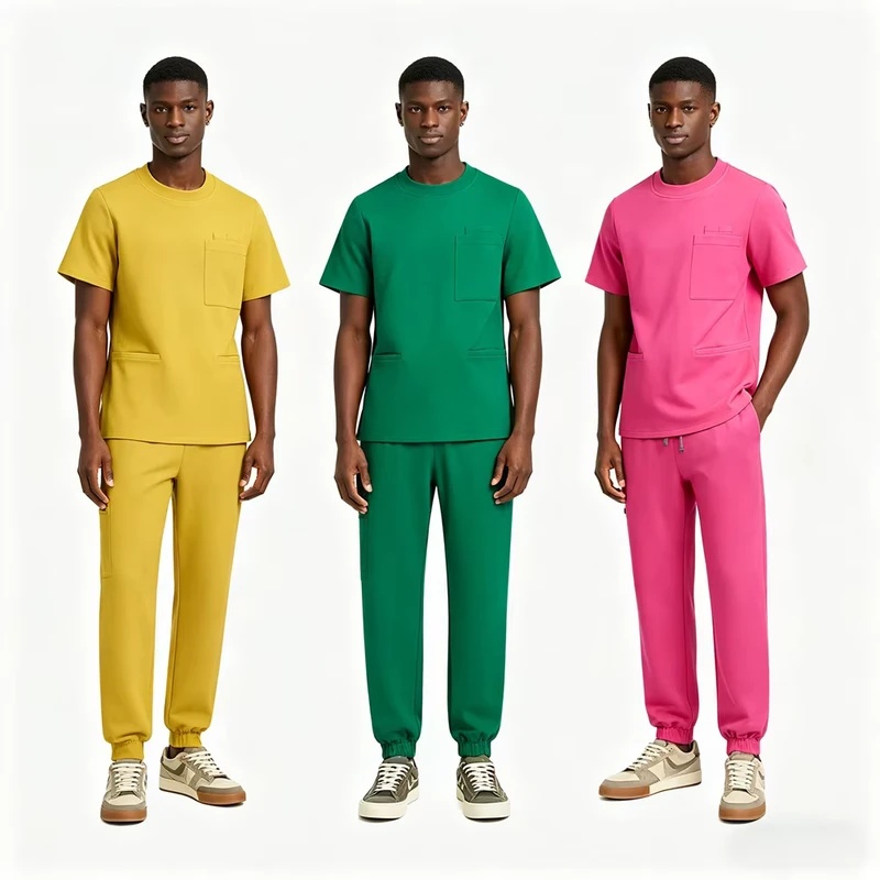 Polyester-Spandex Crew-Neck Jogger Medical Scrub Set