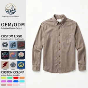Poplin Office Shirt Sand Wash Finish Urban Heritage CVC Custom Logo Utility Shirt Crisp