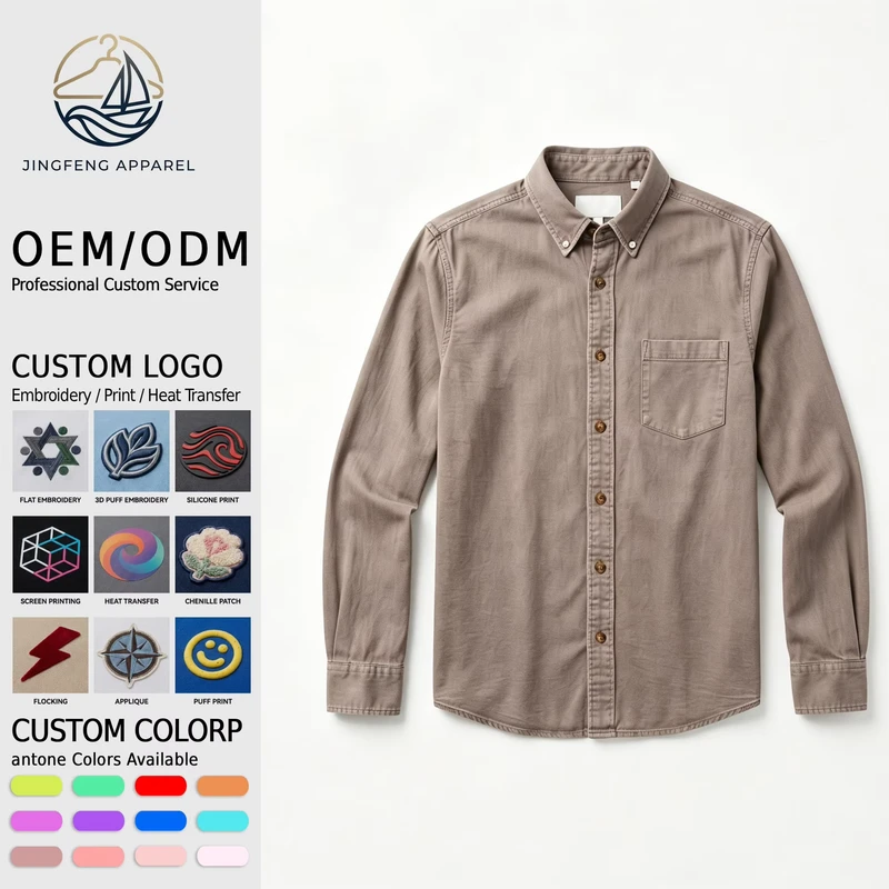 Poplin Office Shirt Sand Wash Finish Urban Heritage CVC Custom Logo Utility Shirt Crisp