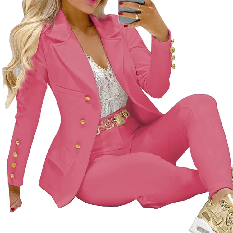 Popular-European-and-Beautiful-Womens-Decoration-Body-Straight-Pants-Casual-Suit-Jacket-SUIT-WOMAN