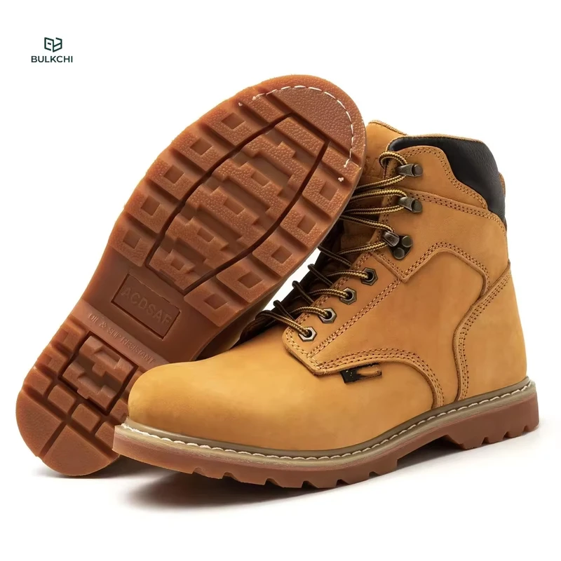Popular High Quality Leather Safety Shoes Steel Toe Anti-puncture Mens Work Boot for Construction
