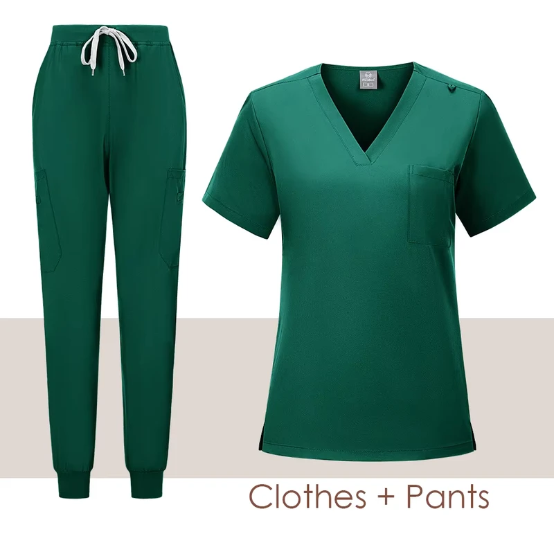 Popular V Neck Straight Factory for Distributor Nursing Hospital Uniform Medical Scrub Set Customize for Brand