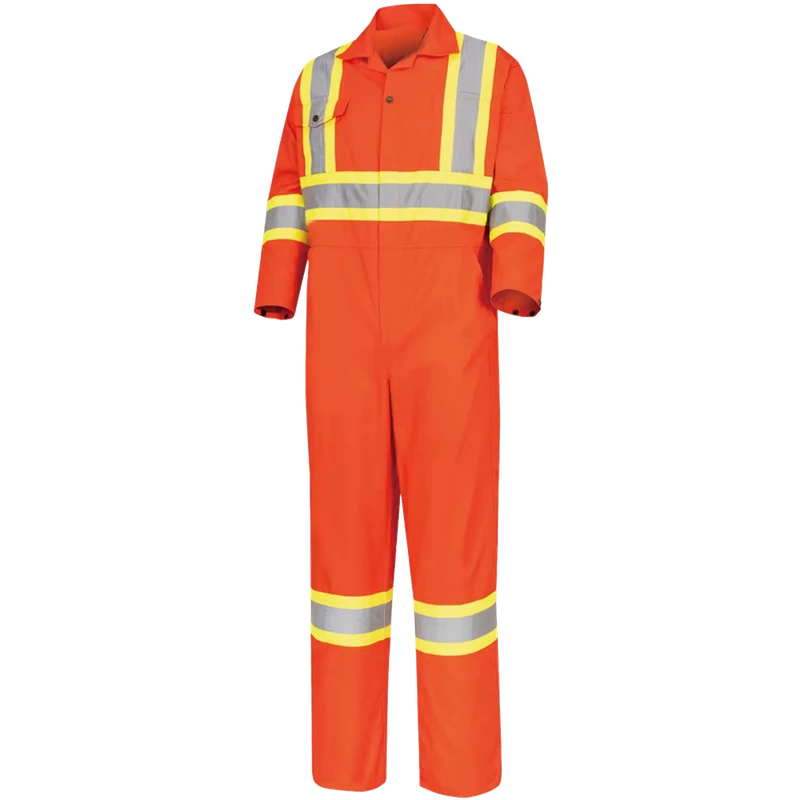 Practical Industrial Work Hi Vis Safety Coverall Workwear Multifunction Dual Tone Reflective Tape Safety Workwear