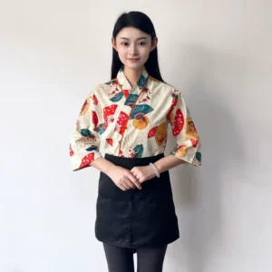 Premium Custom Kimono Chef Uniform Japanese Woven Workwear Coats for Sushi Restaurants and Izakaya Cuisine Staff with Logo