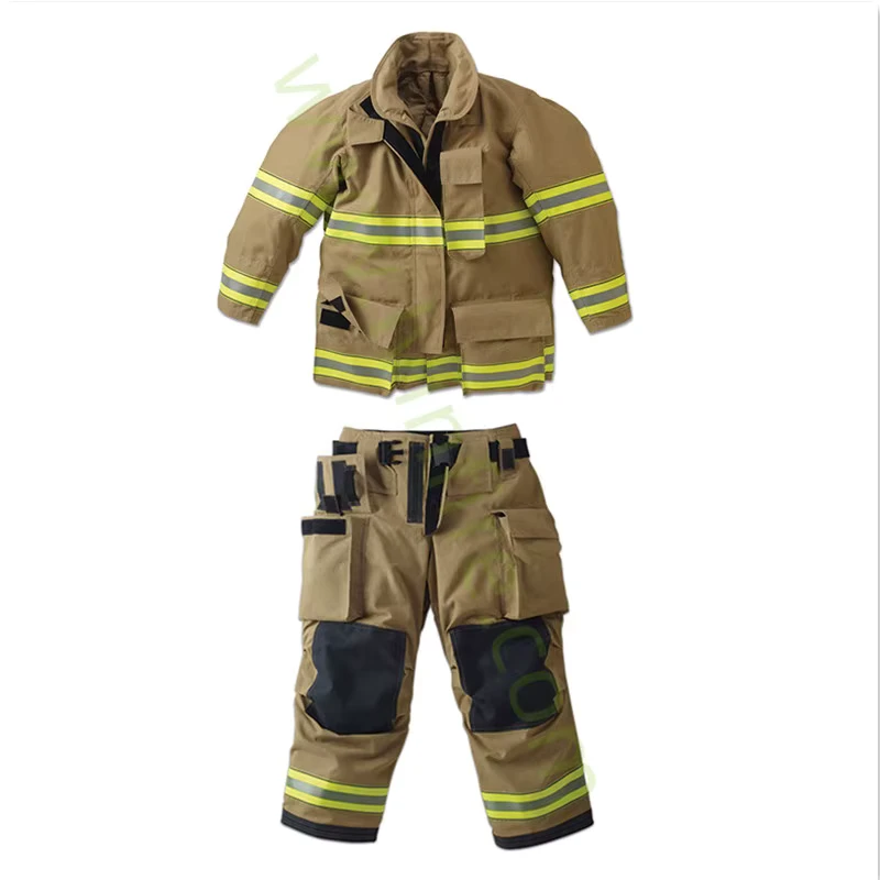Premium Firefighting Suit Breathable Fabric Lining Fireman Clothing Workwear Style Jacket and Pants With Safety Features