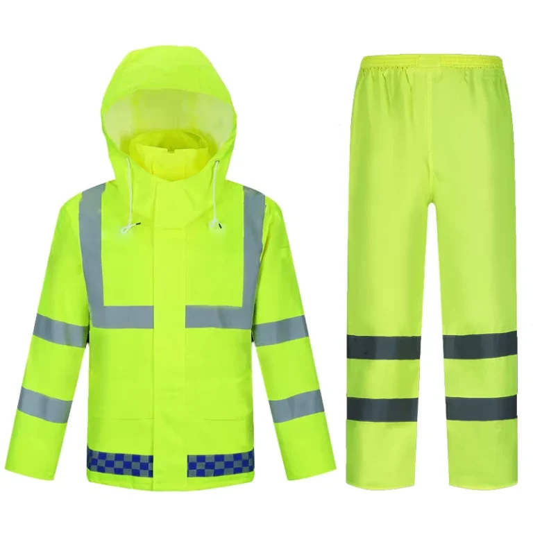 Premium-High-Visibility-Waterproof-Polyester-Raincoat-Jacket-and-Trousers