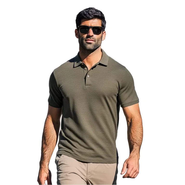 Premium-Mens-Merino-Wool-Polo-T-Shirt-Knitted-Fabric-Yarn-Dyed-Print-Pattern-for-Outdoor