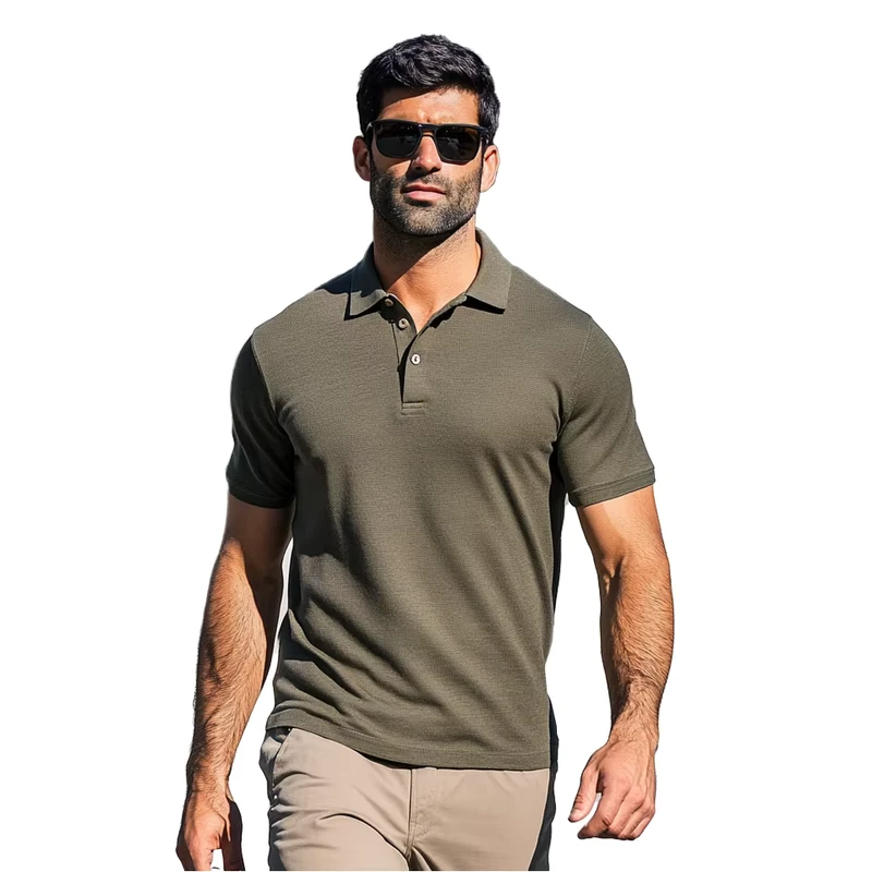 Premium Men's Merino Wool Polo T Shirt Knitted Fabric Yarn Dyed Print Pattern for Outdoor