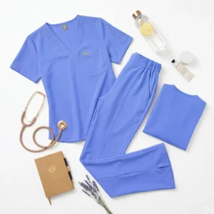 Premium Quality Unisex Nurse Uniforms Short Sleeve Elastic Medical Scrubs High End Fabric Nursing Flare Pants Custom Scrubs