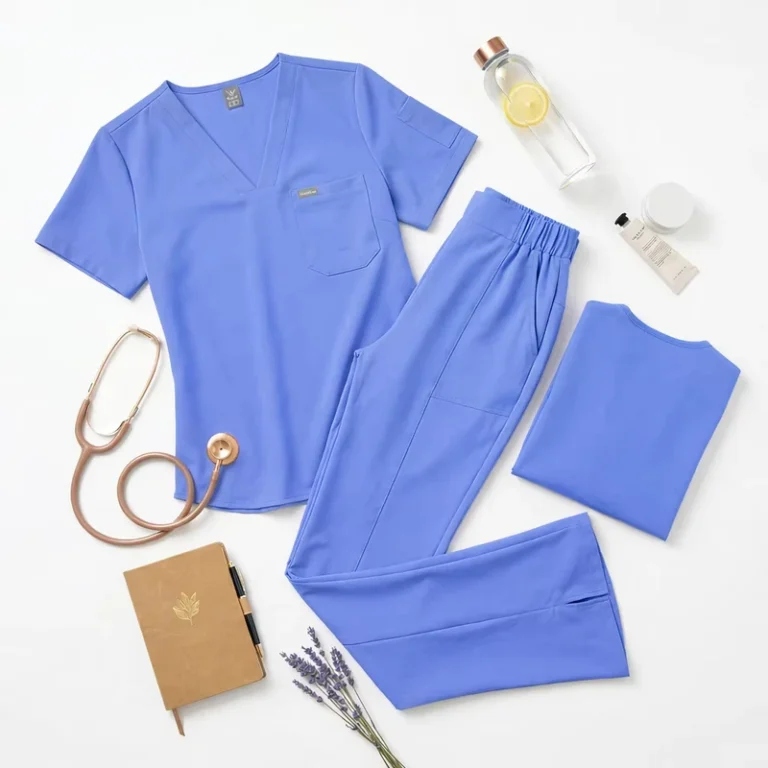 Premium-Quality-Unisex-Nurse-Uniforms-Short-Sleeve-Elastic-Medical-Scrubs-High-End-Fabric-Nursing-Flare-Pants-Custom-Scrubs