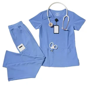 Premium Women Scrub Set V Neck Short Sleeve Elastic Comfort Medical Uniform Spandex Rayon Polyester Hospital Nursing Workwear