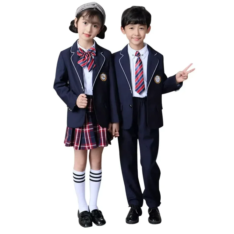 Primary-School-Students-English-Style-School-Uniform-for-Spring-Autumn-Summer-Plaid-Shirt