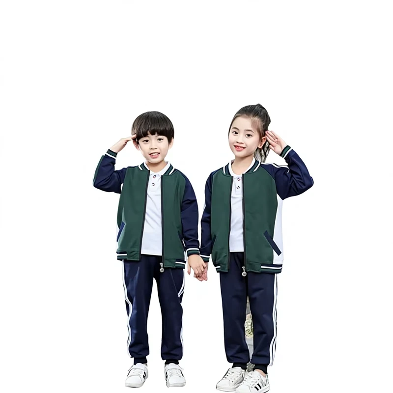 Primary School and Kindergarten Uniforms, Spring Autumn Children's Cotton Sportswear, British Style, Unisex