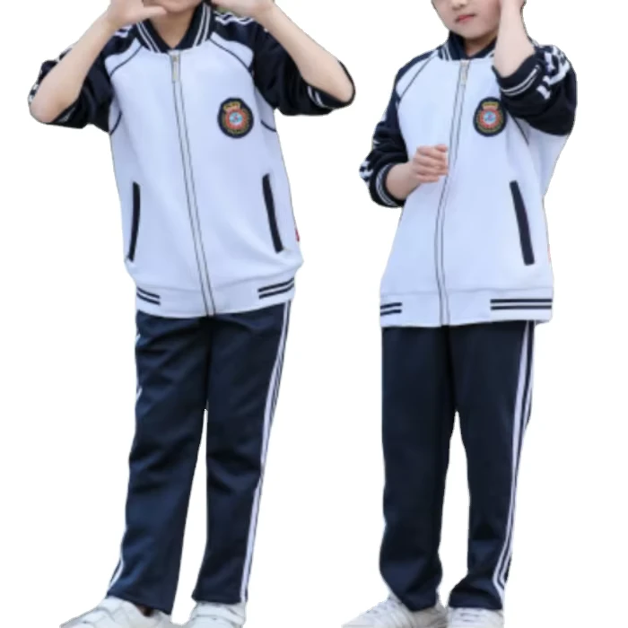 Primary and Secondary School Students' School Uniform Blue and White Spring and Autumn Suit Junior High School